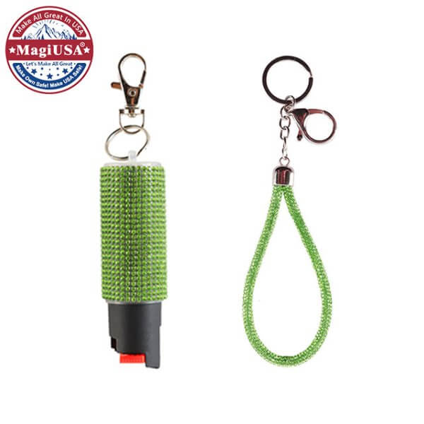 Green Bling-Bling Pepper Spray Keychain Set