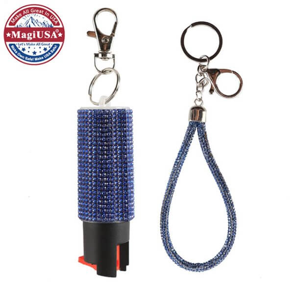 Blue Bling-Bling Pepper Spray Keychain Set