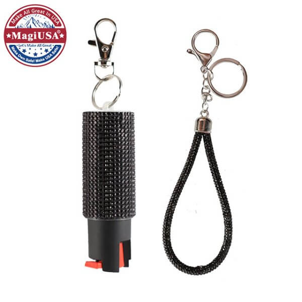 Black Bling-Bling Pepper Spray Keychain Set