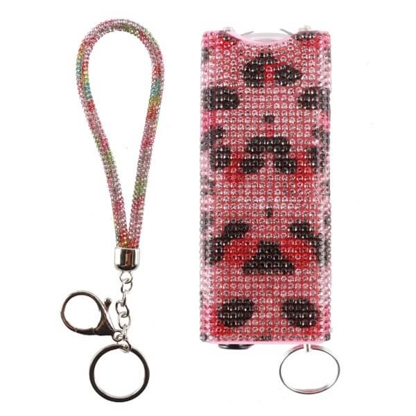 Pink Leopard Bling-Bling Stun Gun Keychain Set