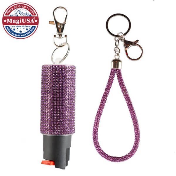 Purple Bling-Bling Pepper Spray Keychain Set